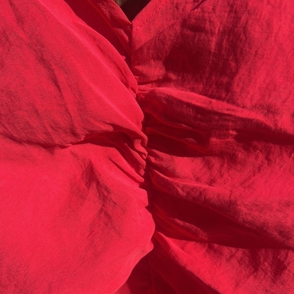 🆕ZARA RUCHED FLOWY DRESS STRAWBERRY size S Slip dress - Picture 6 of 7